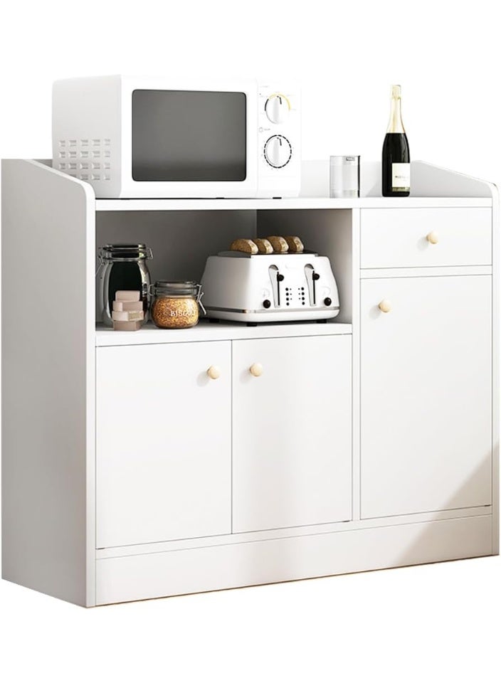 دولاب جانبي للتخزين في المطبخ من شاربدو زاوية قهوة عصرية بسيطة متعددة الوظائف مع درج واحد و3 رفوف قابلة للتعديل مناسبة للمطبخ وغرفة المعيشة الطعام أبيض - Image 1